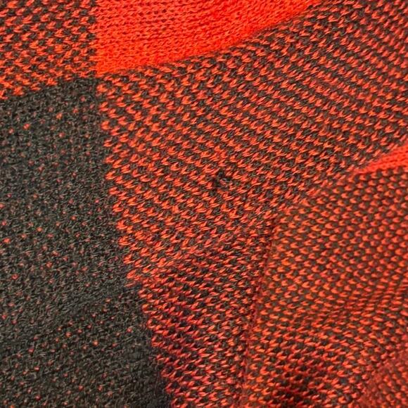 Absolutely Famous Red Black Buffalo Plaid Hooded Open Cardigan Sweater L - Picture 7 of 7
